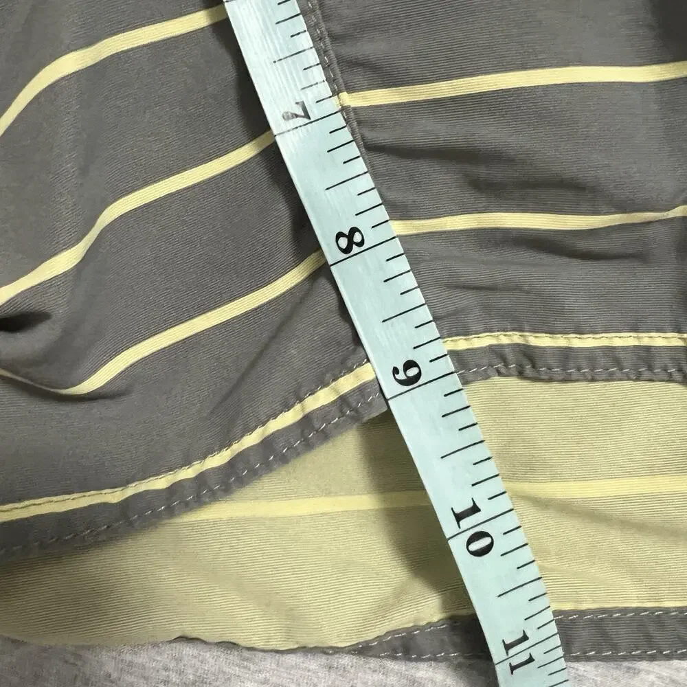 Patagonia Wavefarer Board Shorts Mens 34 Gray Yellow Stripe Swim Unlined 9”‎